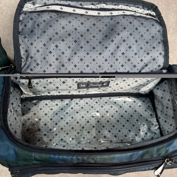 Lug Trolley XL Travel Cosmetic Toiletry Bag Plaid Green Blue - Picture 5 of 7